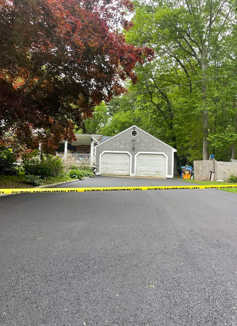 Freshly paved residential driveway